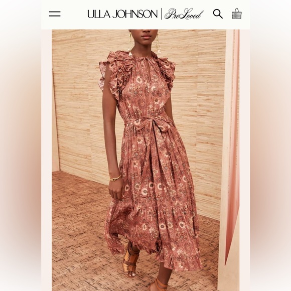Ulla Johnson Dresses & Skirts - Floral Ruffle Maxi Dress in Brown